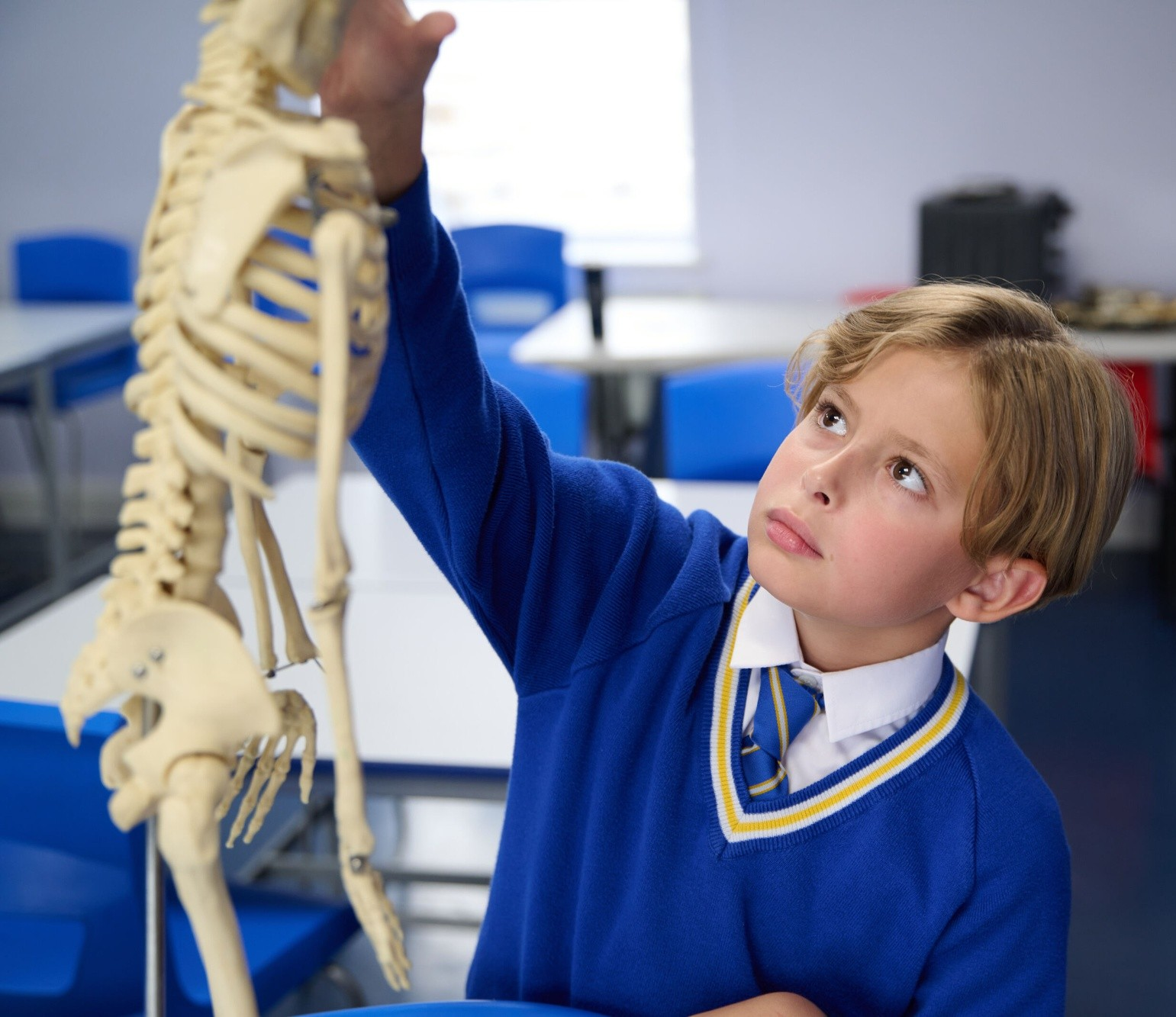 Loyola boy in science room